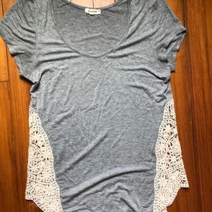 CUTEST LACE DETAIL-Women's Grey Shirt